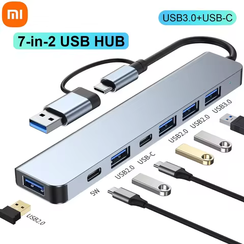 Xiaomi Youpin 2 in 1 4/8 Port USB Type-C Expander USB3.0 High Speed Transmission Multi-port Splitter