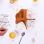 Japanese Ceramic Creative Fruit Snacks Melon Fruit Separation Plate Dried Fruit Snack Plate Heart-Sh