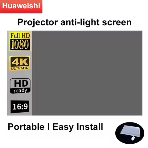 Huaweishi Simple Projector Screen 16:9 Foldable Projection 72inch Curtain Portable Home Cinema Theat