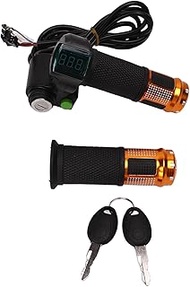 Electric Bike Throttle Handlebar with Digital Voltage Display, Bike Throttle Grip Set for 12V to 99V