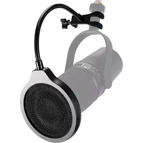 For Shure MV7 Microphone Pop Filter - 4 Inch 3 Layers Metal Windscreen with Flexible 360° Gooseneck 