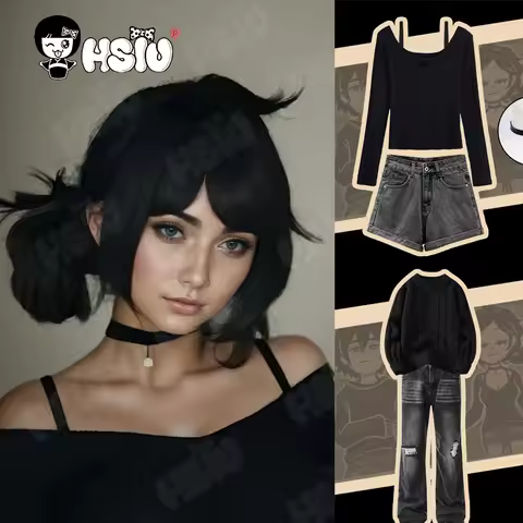 Leyley Cosplay Clothing Wig Fiber synthetic wig「HSIU 」short black Wig Game The Coffin of Andy and Le