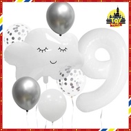7pcs Cloud Balloon 32inch White Foil Number Balloon for Birthday Party Decorations