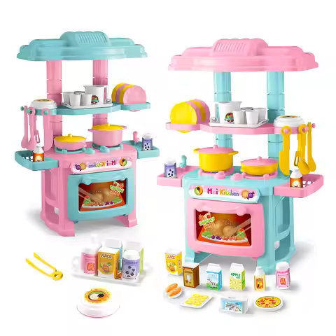 Kitchen Playset Toys, 2 Color Random Play Food Set Accessories Play Sink & Oven, Toddler Kitchen Min