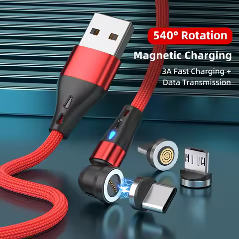 540 Rotate Magnetic Cable 3A Fast Charging iPhone USB C For iPhone 15 14 Samsung Xiaomi Huawei Data 