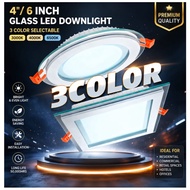 LED Glass Downlight Down Light Siling Ceiling Round Square Room Lights Lighting Lampu Rumah White