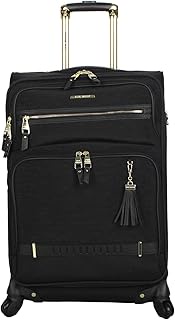 Designer Luggage Collection - Lightweight 24 Inch Expandable Softside Suitcase - Mid-size Rolling 4-