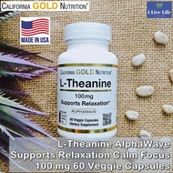 แอล-ทีอะนีน L-Theanine AlphaWave Supports Relaxation Calm Focus 100 mg 60 Veggie Capsules - Californ
