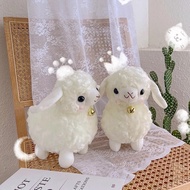 Anak patung domba kartun comel dengan loceng, mainan hiasan mewah anime Unny, hiasan kawaii alpaca, 