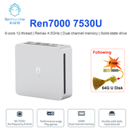 GenMachine New Mini PC มินิพีซี AMD Ryzen 5 7530U Windows11 6 Cores 12 Threads Up to 4.5GHz Wifi6 BT5.2 Max 64GB RAM 4TB SSD Support Three Screen Output Gaming Mini PC Mini Office Gaming Computer