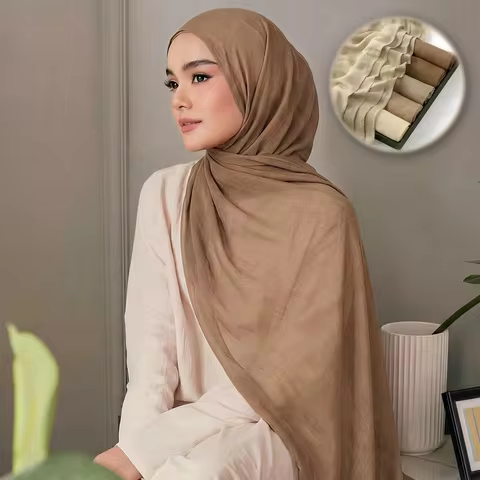 Muslim Modal Hijab Cotton Rayon Scarf for Women Ramadan Wide Edge Rayon Shawl Islamic Thin Soft Visc