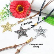 Star Necklace Men's and Women's Rope Necklace Black Rope Necklace Rhodium Star Pendant