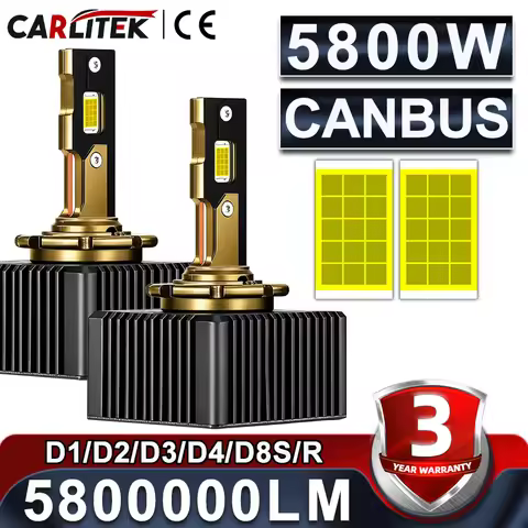 Carlitek 2PCS 5800W D1S D3S Headlights D2S D2R D4S D4R D5S D8S LED Canbus 30PCS CSP Auto LED Lamp Ca