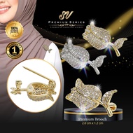 Sv Premium Luxury Rose Creative Hijab Pin Kerongsang Tudung Pin Tudung Ros Austria Crystal Baby Broo