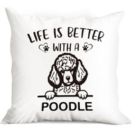 Sarung Bantal Poodle huester 18x18, Hadiah Poodle, Hadiah Poodle untuk Pencinta Poodle, Hiasan Poodl