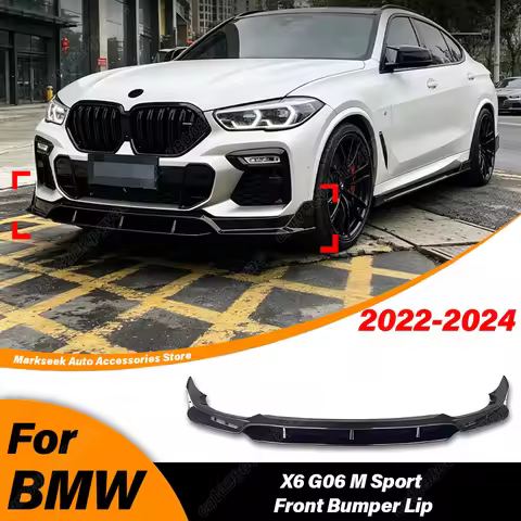 For BMW X6 G06 M Sport 2022 2023 2024 Front Bumper Lip Front Valance Spoiler Extension Side Shark Fi
