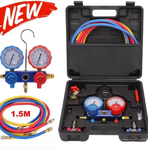 NEW Car Air Conditioning Pressure Manifold Gauge Hose Kit R22 R-410A R-134a R-404A Refrigerant Press