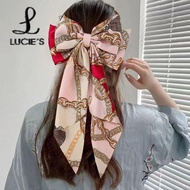 【Malaysia stock】 Fashion Large Intestine Circle Hair Circle Printing Satin Long Ribbon Hair Circle H