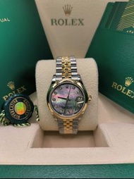 31mm 全新現貨 278243-0024 Datejust 31腕錶黃金及蠔式鋼款，搭配鑲鑽黑色珍珠母錶面及紀念型（Jubilee）錶帶。
