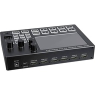 1080p 4 Channel HDMI Video Switcher with 5 Inch Screen Mic Line in Audio Mixer for Camera Live Strea