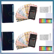 (XCTS) 2X A6 Budget Binder with Zipper EnvelopesCalculator CardPU Money Saving Organizer for Cash St