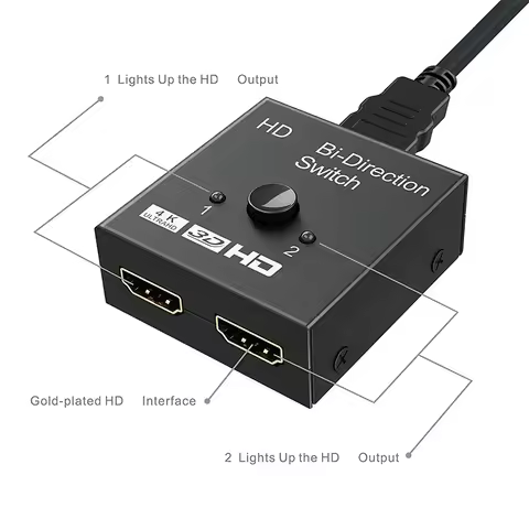 HDMI-compatible 2.0 2 Port 4K 1080P 2x1 1x2 Switch KVM Bi Directional Switcher UHD 4Kx2K 3D HD 2 Inp