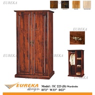EUREKA 223 2.5ft Wardrobe/Almari Baju 2 Door Wood Durable (Deliver & Installation Klang Valley)
