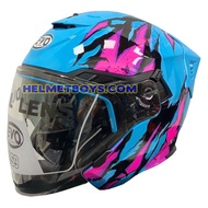 SG SELLER 🇸🇬 PSB APPROVED EVO RS9 Motorcycle Helmet Sun Visor Fire Flame Baby Blue Pink