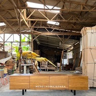 Minimalist teak buffet, industrial buffet, iron leg tv buffet, Jepara teak buffet, buffet