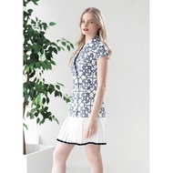 Plains & Prints | Emily In Paris Chanelle Short Sleeve Dress (Wht/Blue)