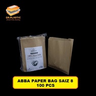 Paper Bag 8s - Brown ( 100pcs± ) Food Grade - Disposable Paper Bag - ABBAWARE - Paper Bag Saiz  8