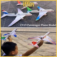 IFFIN Electric Foam Hand Thrown Plane, 3 Colors PP C919 Passenger Plane Model,  34*36*7.5cm USB Rech
