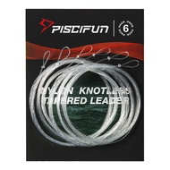 Fly Fishing Leader with Pre-Tied Loop, Tapered Fly Line Leader, Nylon, Clear, 6 Pack, 7.5FT, 9FT, 12
