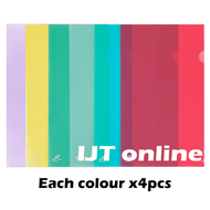 (24pcs/pack) E310 L Shape A4 Colour Folder / PP Transparent Document Holder File / Colourful Pocket 