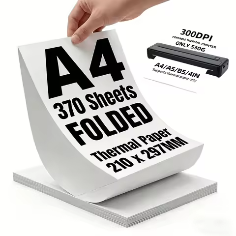 370 sheets of thermal paper, 8.5 x 11 inches (white letter-size), suitable for portable printers; co