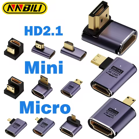 NNBILI HDMI2.1 48Gbps 8K@60Hz 4K@120Hz Ultra High-Speed Adapter Mini/Micro HDMI to HDMI Converter fo