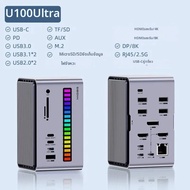 Hagibis | Hagibis แท่นวางมือถือ USB C พร้อมจอ HDMI คู่ M.2 SSD Enclosure Ethernet 100W PD USB HUB sd