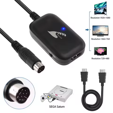 SS 1080P HD Video Audio Converter For SEGA Saturn SS Game Console, Saturn to HDMI Adapter Cable, Sup