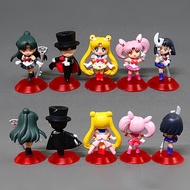 5pcsset Anime Sailor Moon Cartoon Kawaii Q version Manga Statue PVC Action Figure Collectible Model Toys Cake Decoration Doll