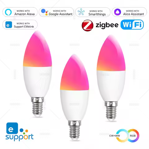 EWelink E14 Smart Bulb Wifi/Zigbee ,Dimmable Smart Led Lamp 2700-6500K RGB, Led Light Bulb Works Wit