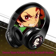 Cosplay Anime Headphone Demon Slayer Kamado Tanjirouhint Tone Wireless Bluetooth Headset Head Mounted Plug In Card Mobile Phone