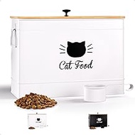 Cat Food Storage Container with Scoop - 15 lb (50 Cup) Capacity Metal Cat Food Container with Airtig
