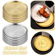 201/304 Stainless Steel Outdoor Barbecue Plates Round Nordic Style Buffet Dinner Plate