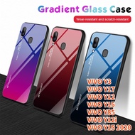 Phone Case For VIVO Y12 VIVO Y15 VIVO Y12i VIVO Y3 VIVO Y85 VIVO Y17 Luxury Colorful Bumper Gradient Tempered Glass Cover Slim Hard Back Protective Case