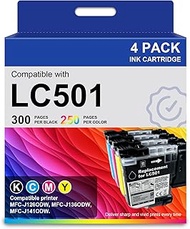 SRITE LC501 4-Pack Ink Cartridges High Capacity Replacement for Brother LC501BK/C/M/Y MFC-J1260DW MF