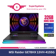 MSI Raider GE78HX 13VH-415SG Gaming Laptop / Intel i9-13980HX / RTX4080 / 32GB RAM / 2TB SSD / 17″ Q