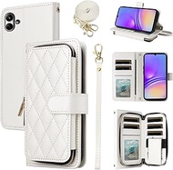 Furiet Argyle Wallet Case for Samsung Galaxy A04e with Wrist Strap Shoulder Strap, 9+ Card Slots Zip