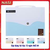 Cặp đựng tài liệu TL1002 NASI nhiều ngăn khổ A4 13 ngăn phân trang tiện lợi tập file đựng lưu trữ hồ sơ cho học sinh sinh viên văn phòng túi đựng tài liệu nhựa PP cao cấp