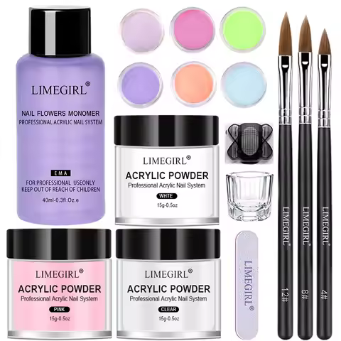 Nail Acrylic Powder and Liquid Monomer Set Acrylic Nail Kit for Nails Extension Acrylic Dipping Powd