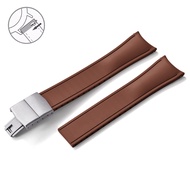 ใหม่ล่าสุดสายนาฬิกายาง FKM ปลายโค้งยางนิ่ม20มม. 22มม. FKM หัวเข็มขัดกีฬาดำน้ำ FKM พับได้สำหรับตัดขนา